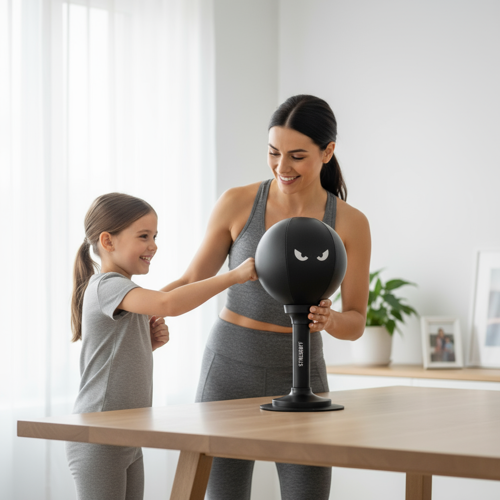 Mère et fille avec STRESSOFF sur table